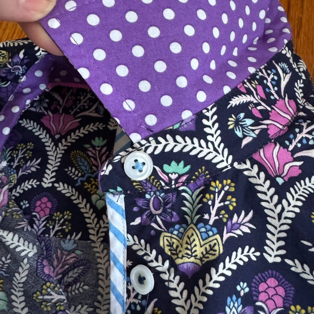 Talbots NWT Block-Inspired Floral Print Cotton Classic Button Front Shirt - MP - Picture 3 of 8